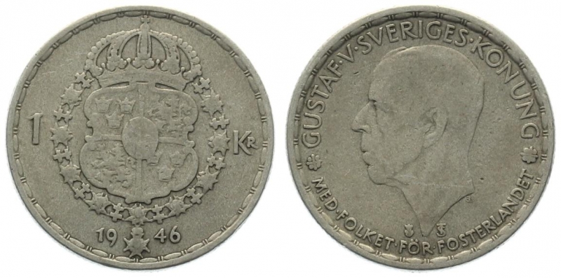 Schweden 1 Krona 1946 TS